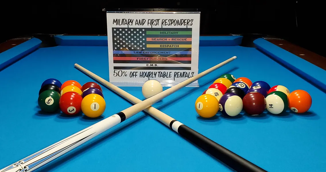 CJ's Downtown Billiards pool hall exterior/interior